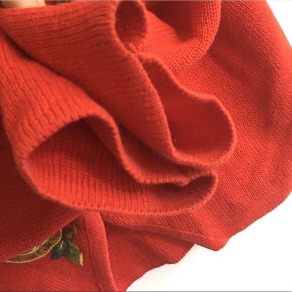 HERMAN GEIST Hand Floral Embroidered Embellished Cardigan Sweater Red S - Picture 6 of 8